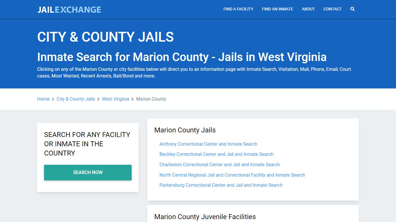 Inmate Search for Marion County | Jails in West Virginia - Jail Exchange